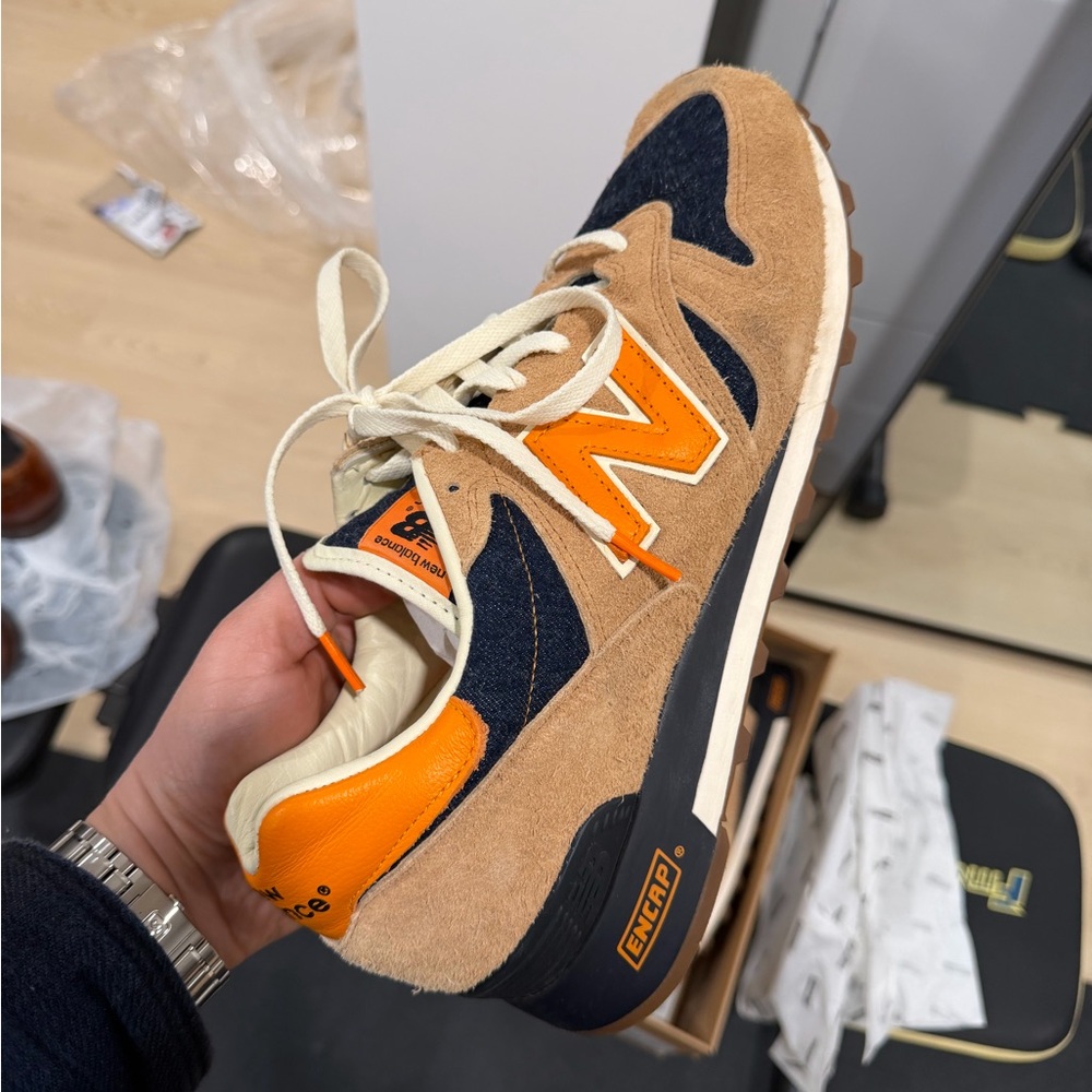 Rare Levi’s x New Balance Men's Tan and Orange Sneakers